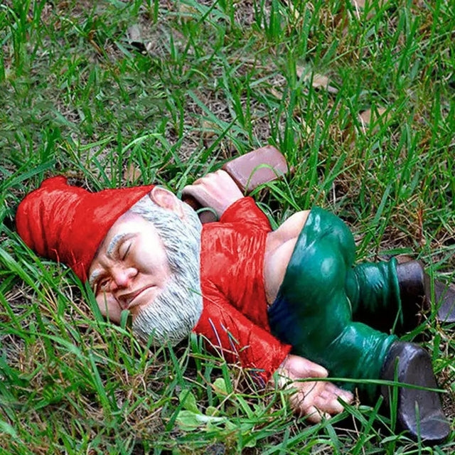 Funny Drunk Outdoor Statue - Naughty Gnome Figurine