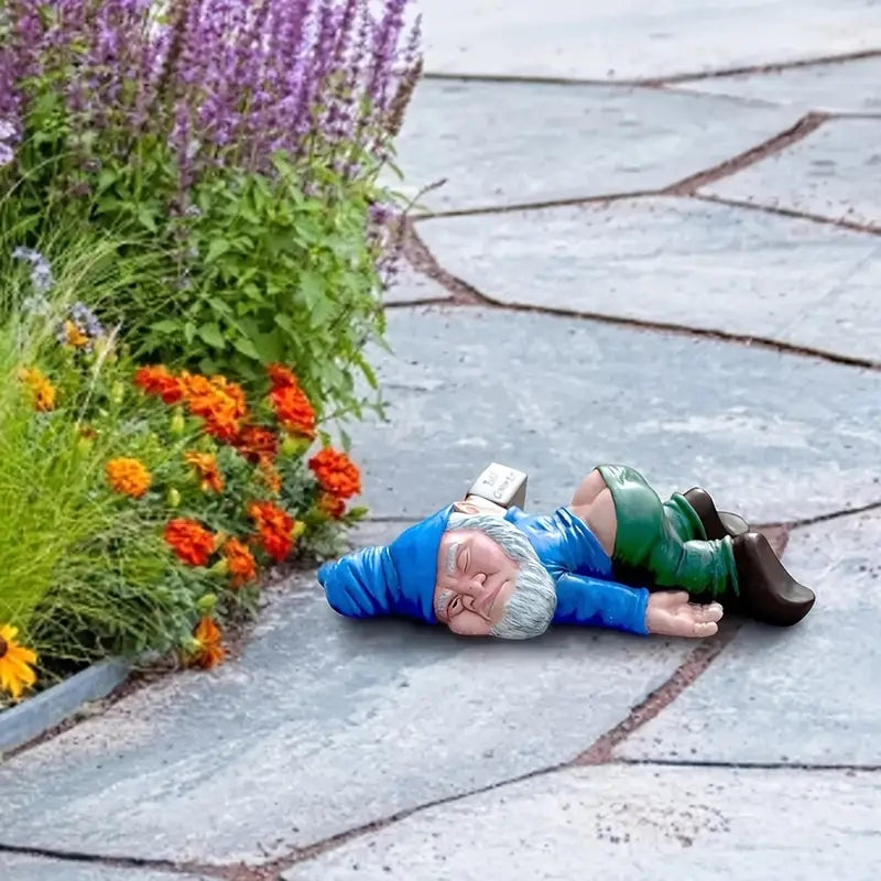 Funny Drunk Outdoor Statue - Naughty Gnome Figurine
