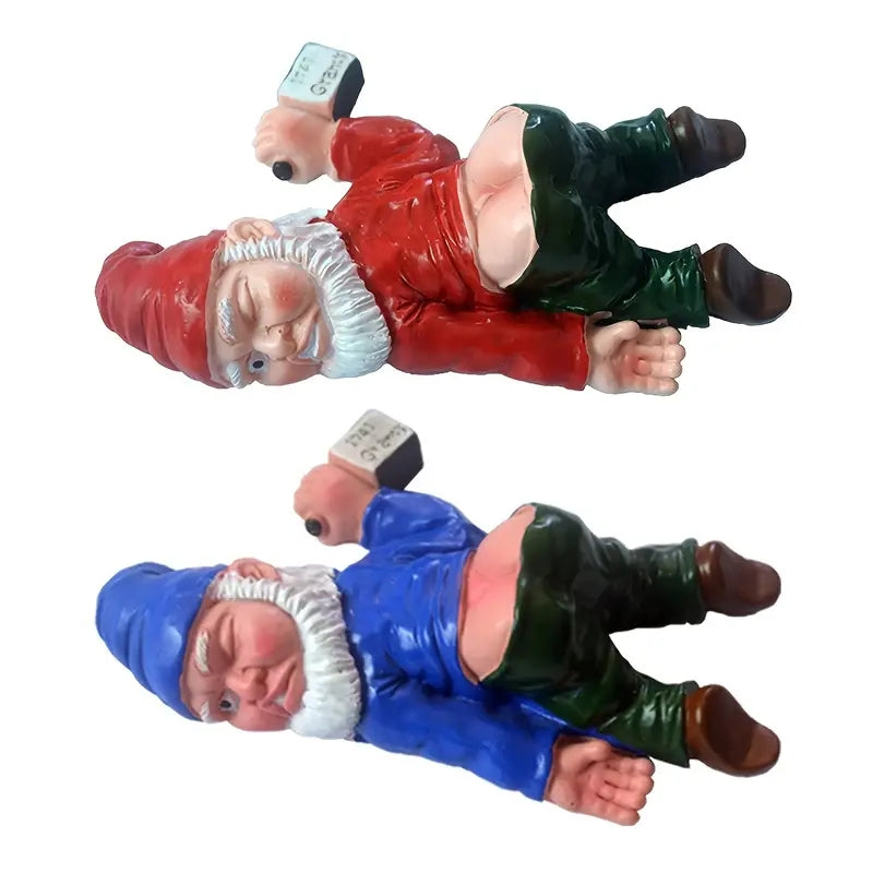 Funny Drunk Outdoor Statue - Naughty Gnome Figurine