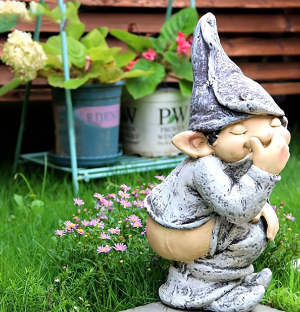Cheeky Garden Gnome Lawn Statue