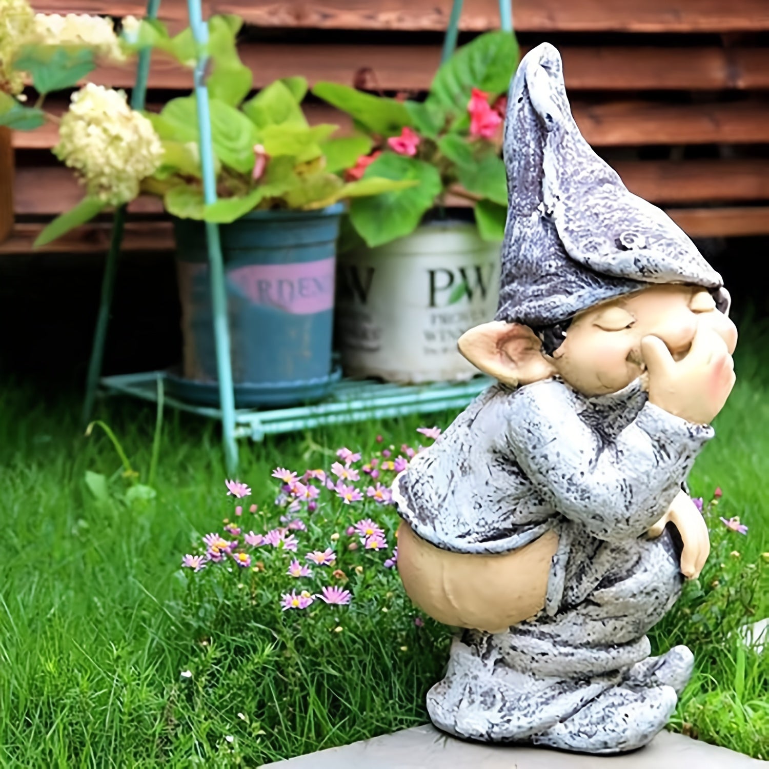 Cheeky Garden Gnome Lawn Statue